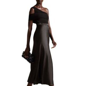 Ted Baker Ivena Asymmetric Knit Bodice Dress with Satin NWT